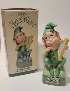 Vintage Liquor Hoffman Bourbon Bottle Irish Lucky Leprechaun Music Box Decanter - Picture 1 of 13