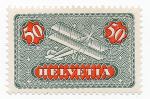 1923 - Suiza - Correo aéreo, 50 c. gris y rojo MNH** - Imagen 1 de 2
