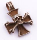 Skull Bones Ww2 German Pendant Sterling 800 Silver Iron Cross Wwii Ww1 Wwi Germa