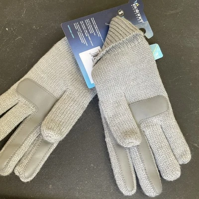 Isotoner Women’s Cable Knit Gloves W/Touchscreen Palm Patches Heather Gray OSFA Foto 1 de 4