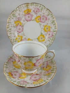 Tazza da tè e piattino Collingwoods più piatto da tè rosa giallo osso Cina inglese - Foto 1 di 10