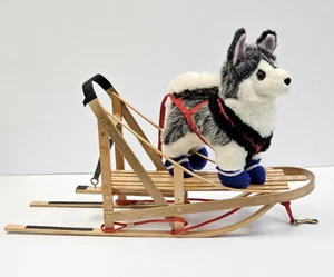 OTTIMO ACQUISTO American Girl 22"L Siberian Husky cane peluche + slitta legno OTTIMO 1997 - Foto 1 di 13