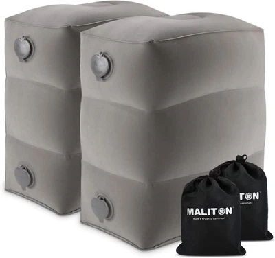 全新 2 PK 灰色 充气 可调 脚枕 奥斯曼 旅行 快速发货 — 第 1/4 张图片