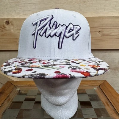 Gorra Prince Hat Snap Back blanca púrpura ala floral bordada música para hombre Foto 1 de 4