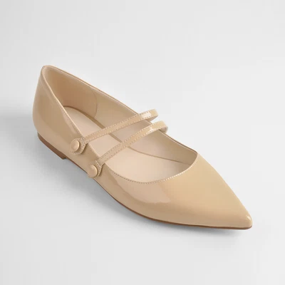 Zapatos informales de salón retro con doble correa Mary Jane punta puntiaguda para mujer US12 Foto 1 de 4