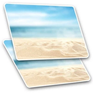 2 x Rectangle Stickers 7.5 cm - White Sandy Beach Tropical Holiday Cool Gift #24 - Afbeelding 1 van 9