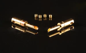 4x Hifi Kupfer Vergoldet Lautsprecher Banane Terminal Stecker Draht Stecker  - Bild 1 von 2