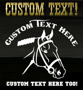 Horse Head YOUR TEXT Ranch Rancher Horses Mustang Decal Horses Farm Logo Sticker - Picture 1 of 1