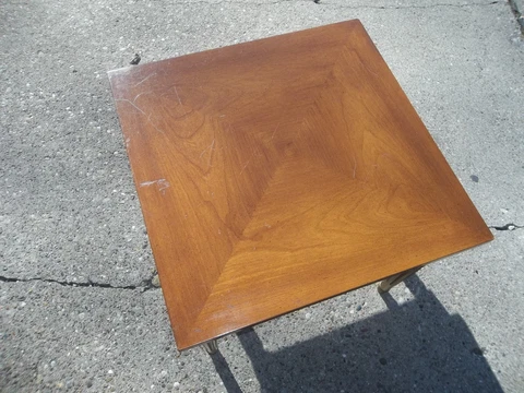 Vintage French Provincial Square Walnut Wood Side/Accent Table 20" - 2 Available Cover