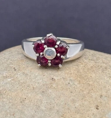 ANILLO RODOLITA GRANATE Y ÓPALO GENUINO PLATA ESTERLINA 925 ¡ENVÍO RÁPIDO GRATIS!! Foto 1 de 4