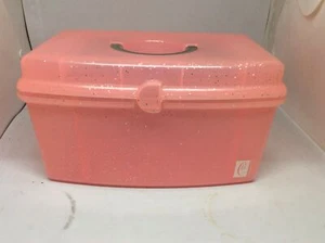 Caboodles #2720 Small Metallics MAKEUP STORAGE CASE Pink Sparkle Glitter - Picture 1 of 4