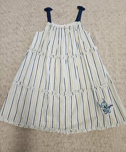 Disney Parks Kids Girls Cute Applique Stitch Striped Cotton Tank Dress Multi 7/8 - Picture 1 of 4