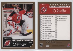 2006-07 O-Pee-Chee Team Checklist Martin Brodeur #687 HOF