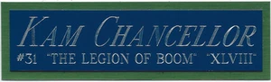 KAM CHANCELLOR SEATTLE SEAHAWKS NAMEPLATE FOR AUTOGRAPHED Signed FOOTBALL JERSEY - Picture 1 of 3
