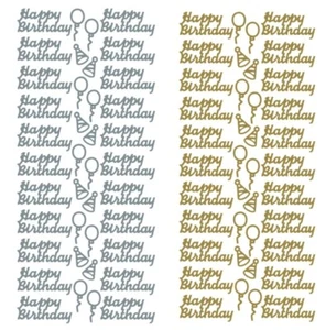 Happy Birthday Peel Off Stickers Gold Silver Greetings Card Embellishment Party - Picture 1 of 4