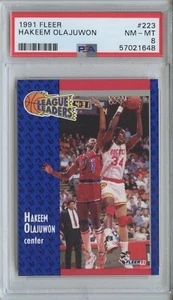1991 Fleer Hakeem Olajuwon #223 League Leaders PSA 8 - HOF - Picture 1 of 2