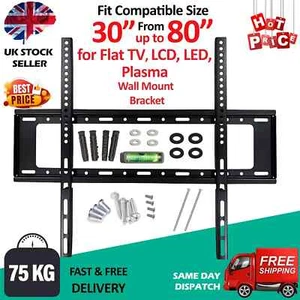 TV WALL BRACKET MOUNT SLIM FOR 30 32 40 42 50 65 80 INCH FLAT 3D LCD LED PLASMA - Picture 1 of 11