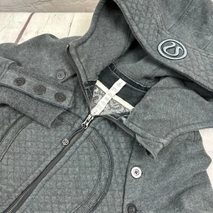 Lululemon Special Edition Women's Gray Quilted Full Zip Scuba Jacket Hooded sz 2 - Picture 1 of 15