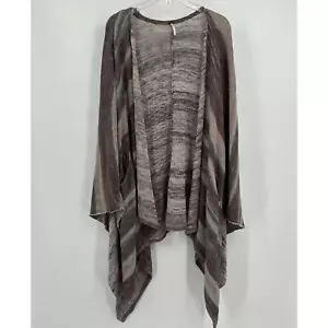 Free People Womens Open Front Wrap Poncho Size S Striped Knit Linen Blend Beachy - Picture 1 of 6