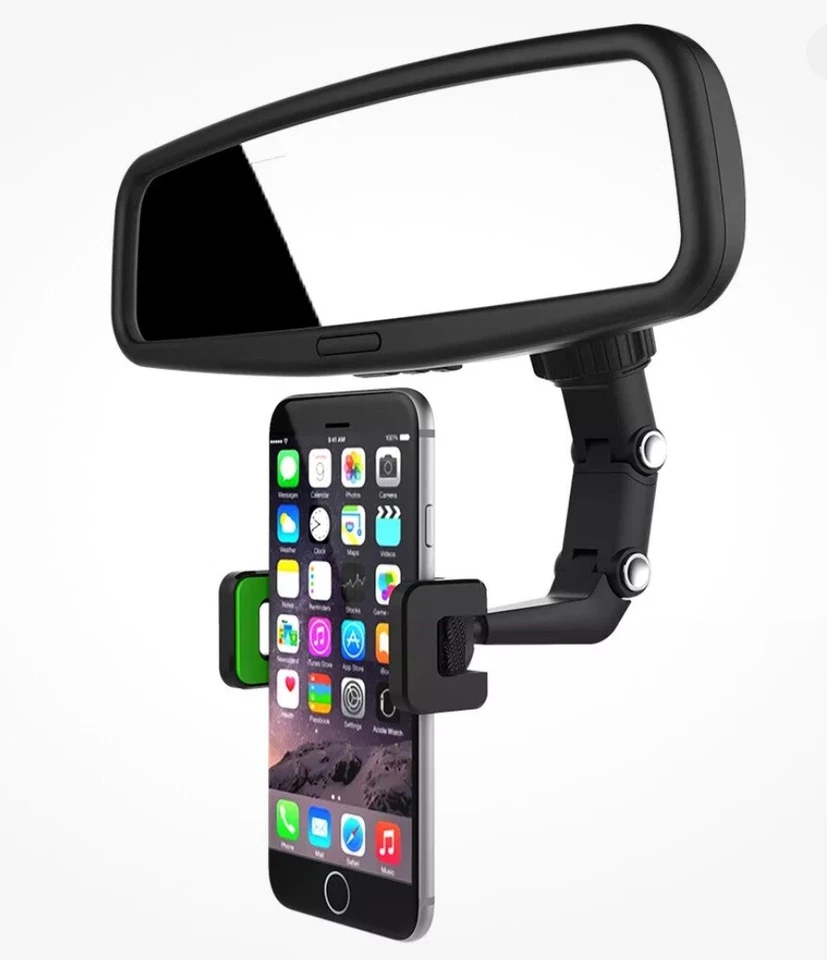 Car Mount Holder Cellphone Stand Rear-View Mirror Clip 360 Universal - Image 1 of 4