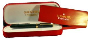 Sheaffer Prelude ca. 1978 schwarz marmoriert & GT Füllfederhalter M Feder mit Box & Papier - Bild 1 von 10