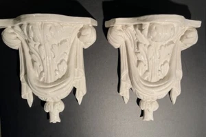 Vintage Pair Of Classical Ceramic Italian Made Wall Shelf Sconce - Rare - Picture 1 of 14