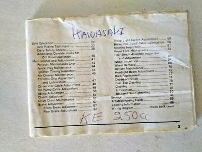 LIBRO MANUAL DEL PROPIETARIO KAWASAKI KE250 B1 B2 ORIGINAL (falta portada) Foto 1 de 3