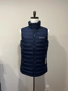 NWT $90 Columbia Men’s White Out Omni-Heat Puffer Vest Navy Small - Foto 1 di 6