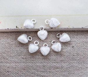 925 Sterling Silver 10 White Heart Charms 7 mm. - Picture 1 of 3