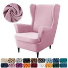 Velvet Wingback Chair Covers Stretch Wing Armchair Cover with Seat Cushion Cover