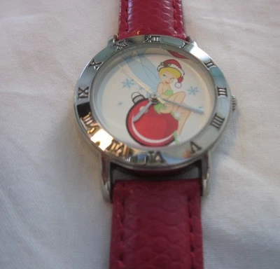 Reloj de Navidad Campanilla Disney Time Works Edición Especial Correa de Cuero Rojo Foto 1 de 4