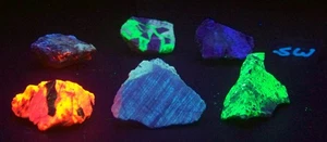 Fluorescenr Set for UV Cabs or Specimens - Willemite Calcite Fluorite - Hyalite - Picture 1 of 7