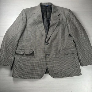 Pendleton Blazer Mens 46L Black White Houndstooth Check Wool Silk Sport Coat - Picture 1 of 9