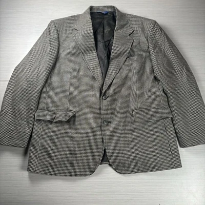 Blazer Pendleton Masculino 46L Preto Branco Houndstooth Xadrez Lã Seda Casaco Esportivo - Imagem 1 de 4