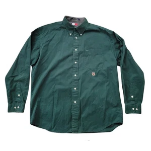 Vintage Tommy Hilfiger Button Down Hemd Herren Gr. L Green Crest Preppy Academia - Bild 1 von 7