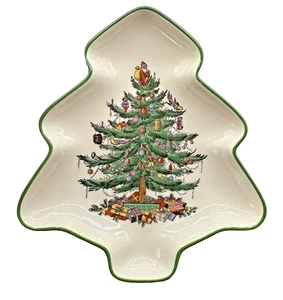 Spode Christmas Tree 7,5" Baumförmige grün gestreifte Schale - Bild 1 von 4