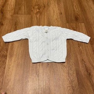 Janie & Jack babyblau Zopfmuster Strickjacke Pullover Jungen Größe 3-6M Monate - Bild 1 von 6