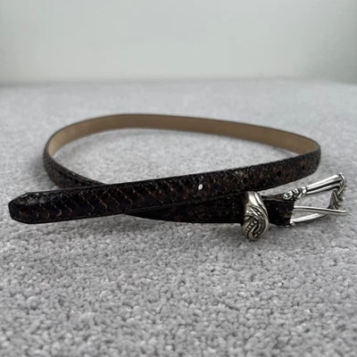 Brighton Belt Womens Small 28 Brown Snake Embossed Leather Silver Buckle C6708 - Image 1 of 4