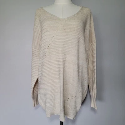 Umgee Suéter Túnica Crema Neutro Talla L Minimalista Negocios Informal Oficina Boho Foto 1 de 4