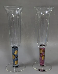 Flautas de champán de copa artística firmadas por Stephen Smyers, 2 copas - Imagen 1 de 8