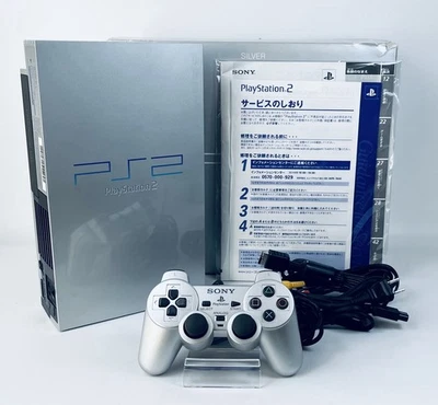 Sony PlayStation 2 SCPH-39000 Silver Console w/ Box Rare Japan Tested PS2　JAPAN - Image 1 of 4