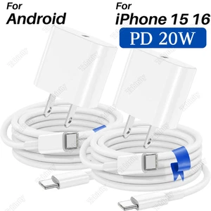 20W USB C Fast Charger Power Block PD Type C Cable For iPhone 15 16 Pro Samsung - Picture 1 of 17