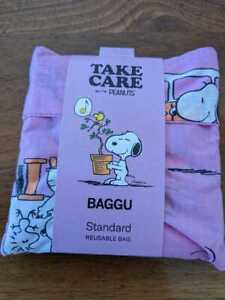 BAGGU TAKE CARE WITH PEANUTS STANDARD Eco Bag SNOOPY BEST FRIENDS Pink New