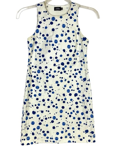 Kate Spade Mini Abito Donna 00 Sabato Cambio Linea A Bianco Blu Vernice Splatter
