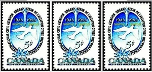 3x CANADA 1955 CIVIL AVIATION AIRPLANE FV FACE 15 CENT MNH VINTAGE STAMP LOT - Picture 1 of 2