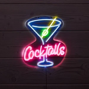 New Solar Cocktail Wall Sign-Host Your Garden GetTogether In Style With This-B01 - Picture 1 of 3