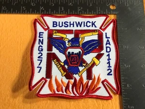 Z-67 NEW YORK FIRE DEPARTMENT PATCH - BUSHWICK ENGINE 277 LADDER 112 - EAGLE - Picture 1 of 2