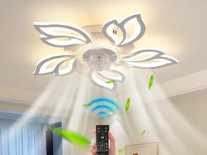 Ceiling Fans with Lights and Remote, Modern White LED Acrylic Ceiling Fan Light, - Picture 1 of 9