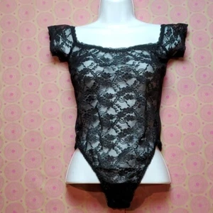 Victoria's Secret Black Mesh & Lace Onepeice - S/P - EUC - Picture 1 of 7