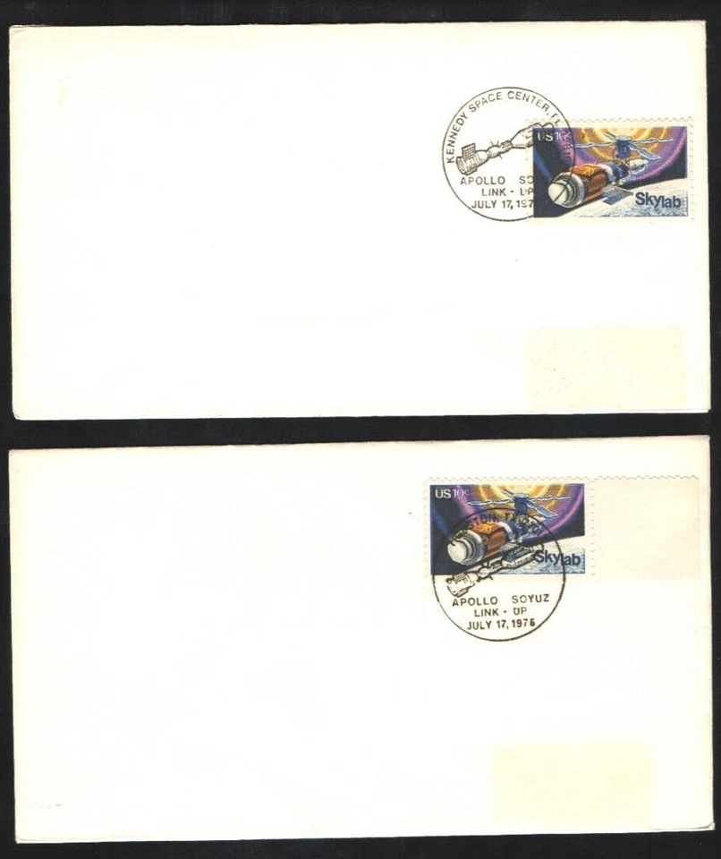 US Set of 2 Apollo Soyuz Link-Up July 17, 1976, Kennedy & Houston, no cachet - Image 1 of 1